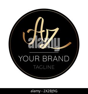 Elegant AZ Handwritten Letters Initial Clean Business Logo Stock Vector
