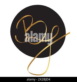 Elegant BJ Handwritten Letters Initial Clean Business Logo Stock Vector