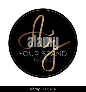 Elegant AJ Handwritten Letters Initial Clean Business Logo Stock Vector