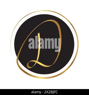 Elegant D Handwritten Letter Initial Clean Business Logo Stock Vector