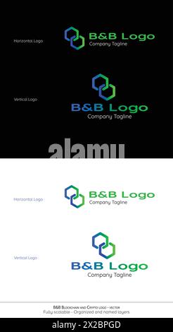 B&B Blockchain and Crypto logo - vector Stock Vector