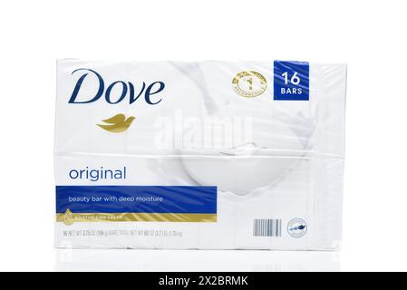 IRVINE, CALIFORNIA - 20 APR 2024: A 16 bar package of Dove Beauty Bars. Stock Photo