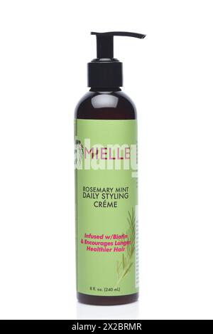 IRVINE, CALIFORNIA - 20 APR 2024: A bottle of Mielle Rosemary Mint Daily Styling Creme. Stock Photo