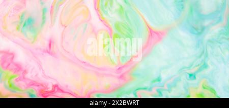 Colorful Fluid Art Marbling Background with Abstract Waves Effect Stock Photo