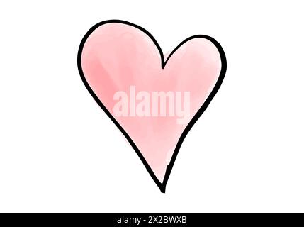 Watercolor doodle heart, vector illustration Stock Vector Image & Art ...