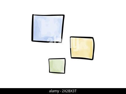 Watercolor doodle element. Colored squares, vector illustration. Stock Vector