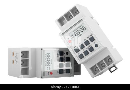 Digital timer switches, 3D rendering isolated isolated on transparent background Stock Photo