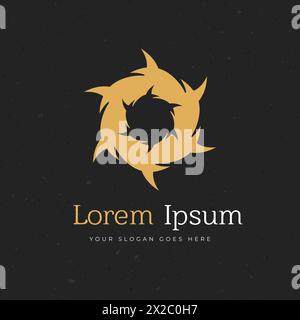 Thorns circle crown of thorns logo design. Icon vector illustration isolated on dark background Stock Vector