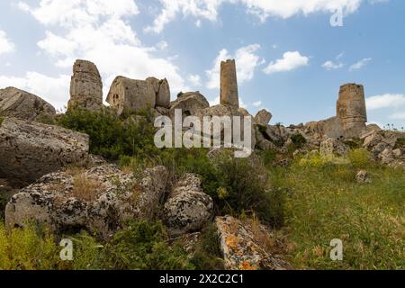 greek temple ruins in Selinunt in Sicily Stock Photo