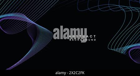 Abstract geometric visualization dark blue, orange, green gradient waving lines technology background. purple, navy blue, red gradient wave background Stock Vector