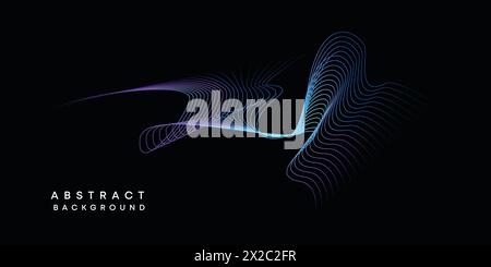Abstract geometric visualization dark blue, orange, green gradient waving lines technology background. purple, navy blue, red gradient wave background Stock Vector