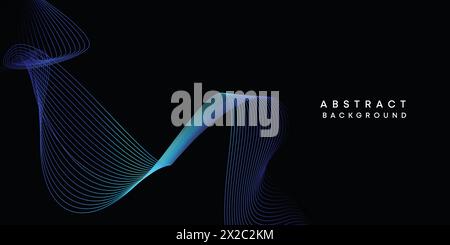 Abstract geometric visualization dark blue, orange, green gradient waving lines technology background. purple, navy blue, red gradient wave background Stock Vector
