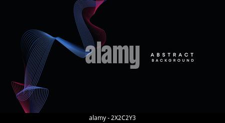Abstract geometric visualization dark blue, orange, green gradient waving lines technology background. purple, navy blue, red gradient wave background Stock Vector