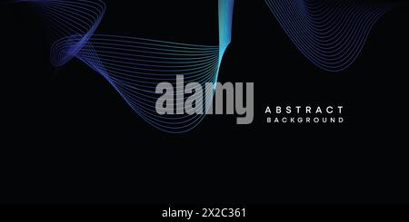 Abstract geometric visualization dark blue, orange, green gradient waving lines technology background. purple, navy blue, red gradient wave background Stock Vector