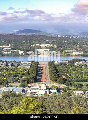 Canberra CBD from Mount Ainslie Australian Capital Territory with Lake ...