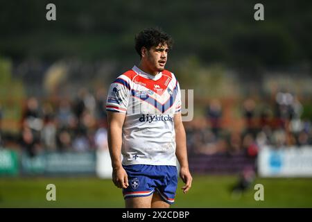 Batley, England - 21st April 2024 Wakefield Trinity's Caleb Uele.  Rugby League Betfred Championship, Batley Bulldogs vs Wakefield Trinity at Fox's Biscuit Stadium, Batley, UK  Dean Williams Stock Photo