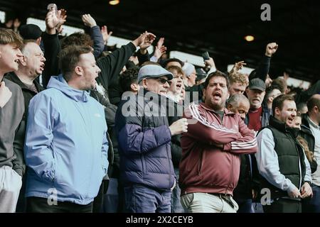 Selhurst Park, London on Sunday 21st April 2024. West Ham United fans during the Premier League match between Crystal Palace and West Ham United at Selhurst Park, London on Sunday 21st April 2024. (Photo: Tom West | MI News) Credit: MI News & Sport /Alamy Live News Stock Photo