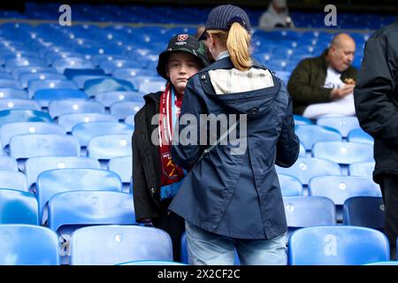 Selhurst Park, London on Sunday 21st April 2024. A young West Ham United fan during the Premier League match between Crystal Palace and West Ham United at Selhurst Park, London on Sunday 21st April 2024. (Photo: Tom West | MI News) Credit: MI News & Sport /Alamy Live News Stock Photo