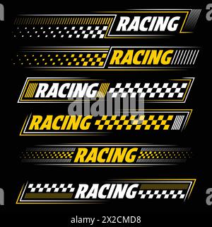 Racing white and yellow decals Stock Vector