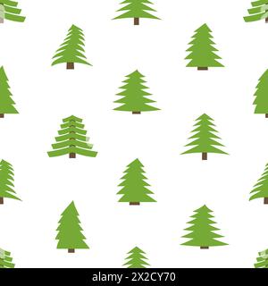 Christmas semless pattern with snowflake, christmas ball, gift box and Christmas tree on white background. Vector illustration Stock Vector