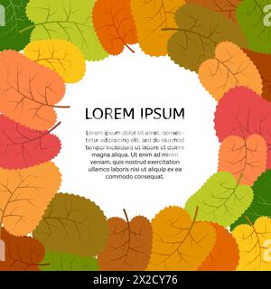 Background with autumn leaves with a place in the center for your text. Vector illustration. Stock Vector