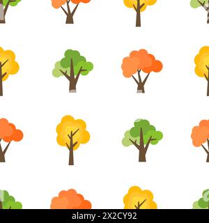 Seamless pattern from autumn trees. Autumn forest background. Vector illustration Stock Vector