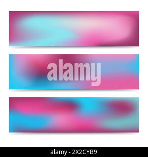 Smooth abstract blurred gradient colorful banners set. Abstract Creative multicolored background. Vector illustration Stock Vector