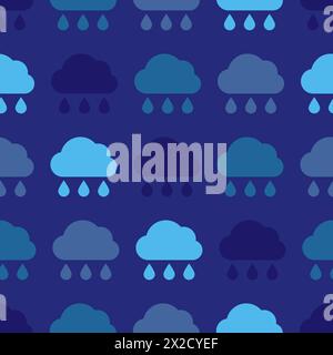 Rainy cloud. Seamless pattern of rainy clouds. Bad weather symbol. Vector illustration. Stock Vector