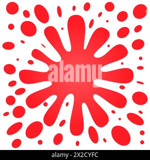 Big red splash with lots of small splashes on a white background. Vector illustration Stock Vector