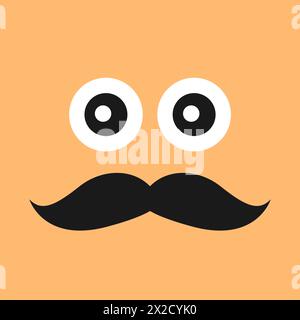 Serious face with a mustache on color background. Vector illustration Stock Vector