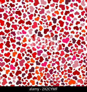 Seamless pattern with red hearts. Swirling red hearts on a white background. Vector valentine illustration. Stock Vector