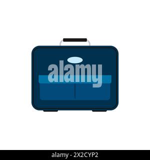 Blue travel bag with luggage on white background. Suitcase for journey trip in flat style. Vector illustration Stock Vector