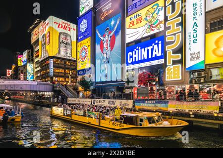 October 8, 2023: dotonbori, or Dotombori, is a principal tourist destination running along the Dotonbori canal from Dotonboribashi Bridge to Nipponbas Stock Photo