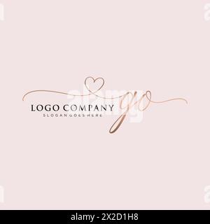 GO beauty monogram and elegant logo design Stock Vector