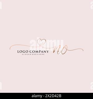 NO beauty monogram and elegant logo design Stock Vector
