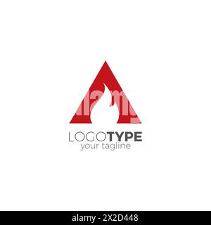 Letter A Fire Triangle Logo Symbol. Fire Vector Illustration Stock Vector