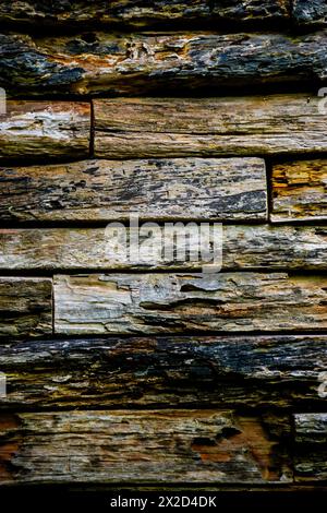 The rotten wood is neatly arranged. Suitable for background or template Stock Photo