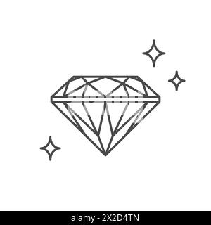 Precious diamond side view line drawing vector isolated Stock Vector ...