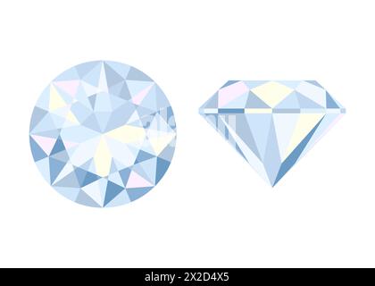 Round brilliant cut diamond top view. Outline icon with editable stroke ...