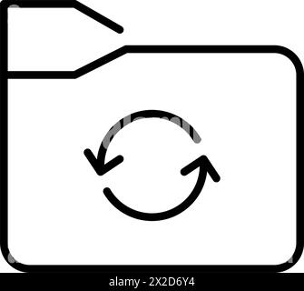 File folder and renew arrows. Seamless data synchronization and refresh, continuous auto save and cloud storage icon Stock Vector