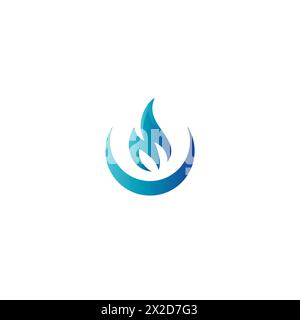 M Fire Blue Logo Simple and Clean Design Stock Vector