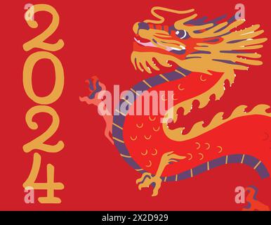 Chinese New Year dragon 2024 Stock Vector