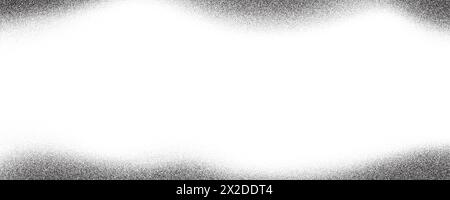 Noisy grainy gradient frame. Dotted background with stipple effect. Vector black dust and grunge spray border with halftone sand texture. Stock Vector
