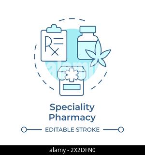Speciality pharmacy soft blue concept icon Stock Vector