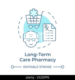 Long-term care pharmacy soft blue concept icon Stock Vector
