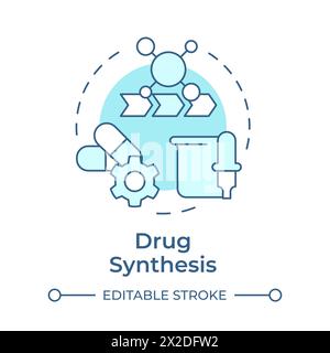 Drug synthesis soft blue concept icon Stock Vector