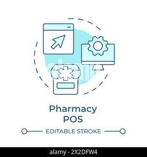 Pharmacy POS soft blue concept icon Stock Vector