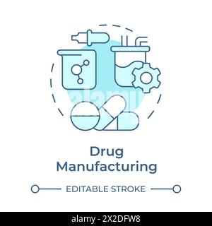Drug manufacturing soft blue concept icon Stock Vector