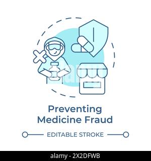 Preventing medicine fraud soft blue concept icon Stock Vector