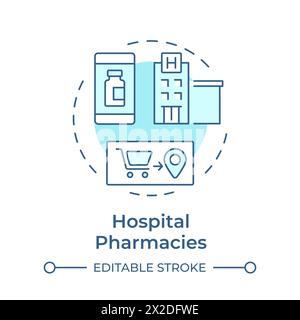 Hospital pharmacies soft blue concept icon Stock Vector